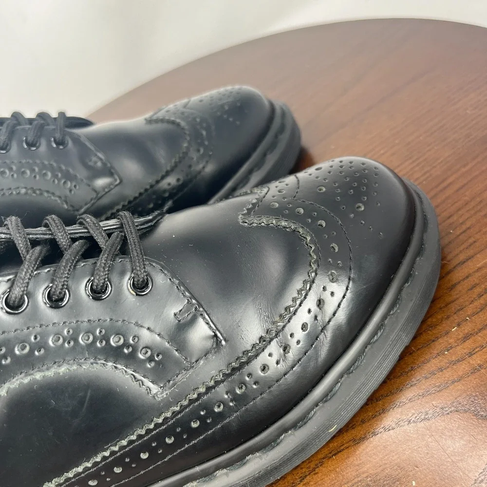 Dr Martens Oxford 3989 Shoes Men 6 Black Leather Smooth Wingtip Brogue Derby‎ W7